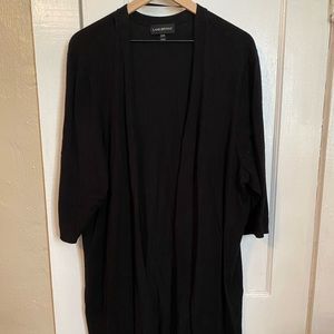Lane Bryant 26/28 Black 3/4 sleeve Duster longer length cardigan
